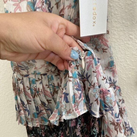 Anthropologie Foxiedox Antonia Pleated Maxi Floral Dress Size NWT XS MSRP $180 - Picture 12 of 14